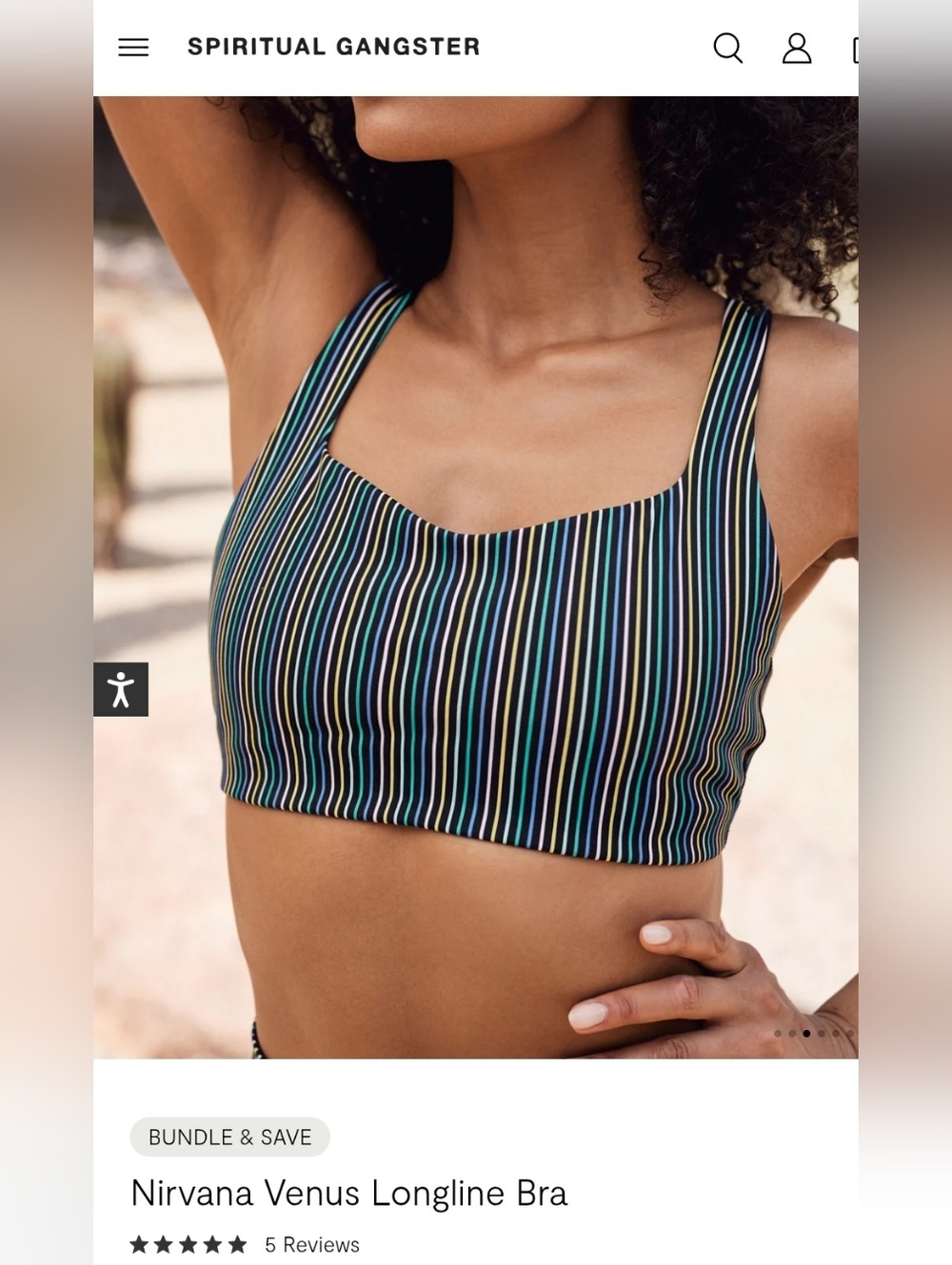 Spiritual Gangster Aura Striped Venus Longline Bra NWT